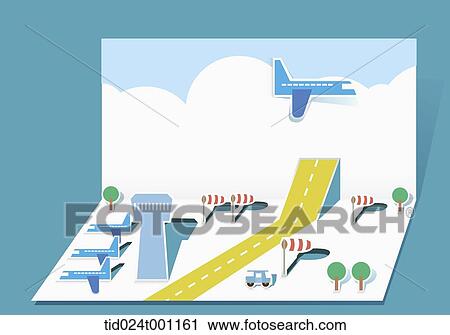 illustration of folded paper with pop up design of airport View Large Photo Image Stock Image - illustration of folded paper with pop up design of airport. Fotosearch