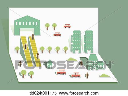 illustration of folded paper with pop up design of a city View Large Photo Image Stock Photography - illustration of folded paper with pop up design of a city. Fotosearch