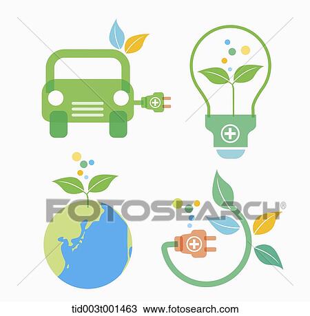 Stock Image - illustration of icons representing green energy. Fotosearch