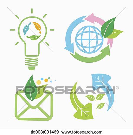 Stock Photo - illustration of icons representing green energy. Fotosearch