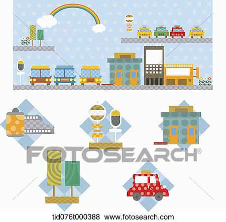 illustration of icons under a city View Large Photo Image Stock Photo - illustration of icons under a city. Fotosearch