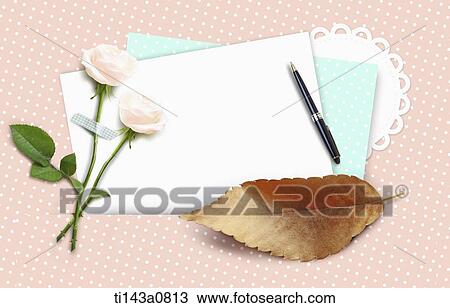 Stock Image - illustration of memo template featuring letter and flower. Fotosearch