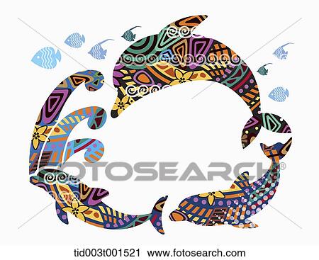 Stock Image - illustration of memo template featuring dolphins. Fotosearch