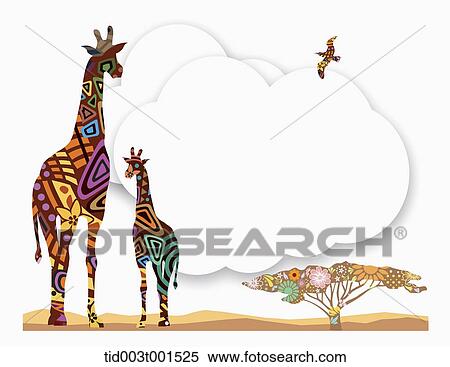 Stock Photography - illustration of memo template featuring giraffes. Fotosearch