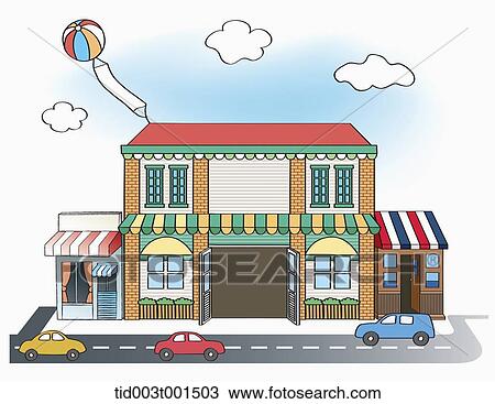 Stock Image - illustration of newly opened store. Fotosearch