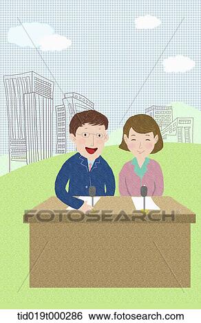 illustration of news anchors View Large Photo Image Stock Photograph - illustration of news anchors. Fotosearch