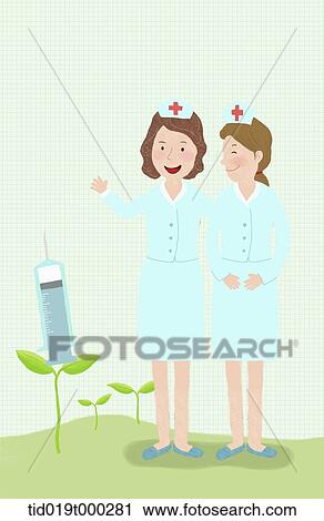 illustration of nurses View Large Photo Image Stock Image - illustration of nurses. Fotosearch