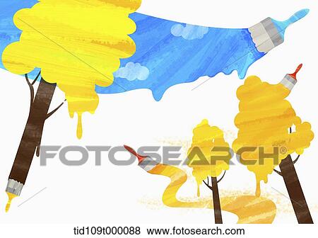 Stock Photo - illustration of painting of autumn scenery . Fotosearch