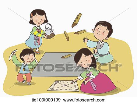illustration of people with traditional clothes playing Korean traditional game View Large Photo Image Stock Photo - illustration of people with traditional clothes playing Korean traditional game . Fotosearch