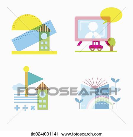 illustration of pictures related to school View Large Photo Image Stock Image - illustration of pictures related to school . Fotosearch