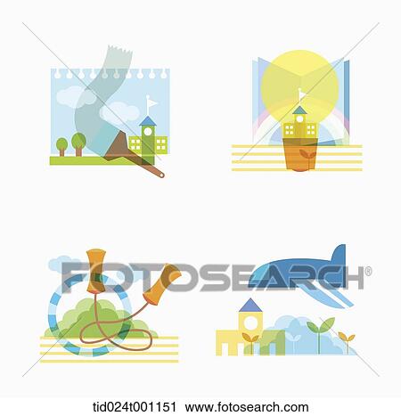 Stock Image - illustration of pictures related to school . Fotosearch