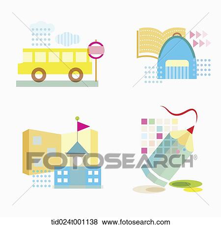 illustration of pictures related to school View Large Photo Image Stock Photo - illustration of pictures related to school . Fotosearch