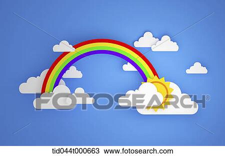 illustration of rainbow and clouds View Large Photo Image Stock Image - illustration of rainbow and clouds. Fotosearch