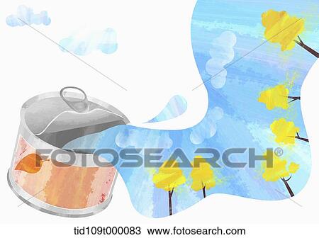 illustration of water pouring from a canned food View Large Photo Image Stock Image - illustration of water pouring from a canned food. Fotosearch