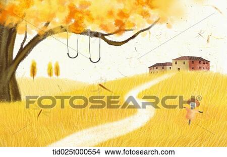 illustration of yellow field in autumn View Large Photo Image Picture - illustration of yellow field in autumn. Fotosearch