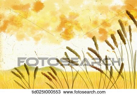illustration of yellow field in autumn View Large Photo Image Stock Image - illustration of yellow field in autumn. Fotosearch