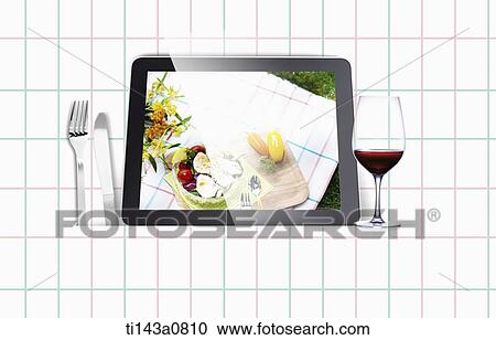 illustration ppt template featuring tablet PC as a dish View Large Photo Image Stock Image - illustration ppt template featuring tablet PC as a dish. Fotosearch