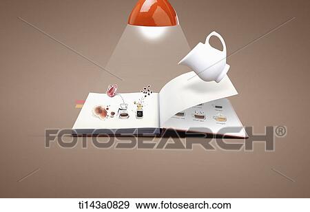 Stock Photo - illustration ppt template featuring open book with a light stand. Fotosearch