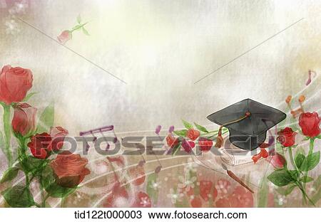 illustration scenery featuring roses and graduation hat View Large Photo Image Stock Image - illustration scenery featuring roses and graduation hat . Fotosearch