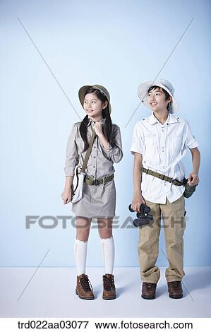 kids dressed as explorers View Large Photo Image Stock Photo - kids dressed as explorers. Fotosearch