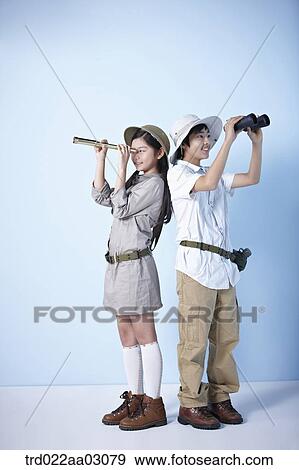kids dressed as explorers View Large Photo Image Stock Photo - kids dressed as explorers. Fotosearch