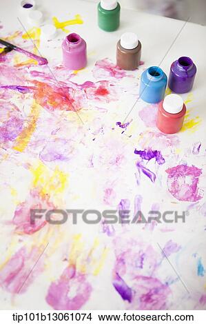 Picture - kids finger color painting. Fotosearch