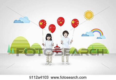 kids holding balloons with Chinese flags View Large Photo Image Stock Image - kids holding balloons with Chinese flags. Fotosearch