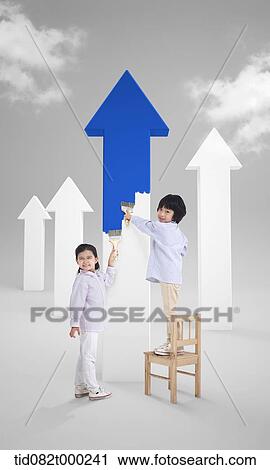 kids painting arrow View Large Photo Image Stock Image - kids painting arrow . Fotosearch