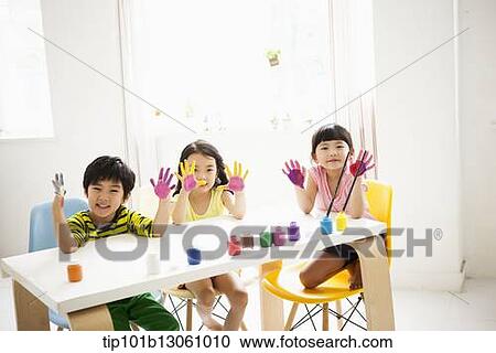 kids playing with finger colors View Large Photo Image Stock Image - kids playing with finger colors. Fotosearch