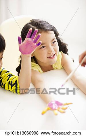 kids playing with finger colors View Large Photo Image Stock Photo - kids playing with finger colors. Fotosearch