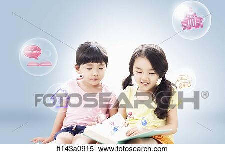 kids reading a book together View Large Photo Image Stock Photography - kids reading a book together. Fotosearch