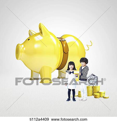 standing piggy bank