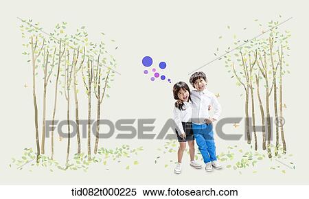 kids standing in illustrated background View Large Photo Image Stock Photography - kids standing in illustrated background. Fotosearch