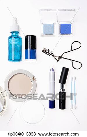 Stock Image - make ups aligned neatly in white background. Fotosearch