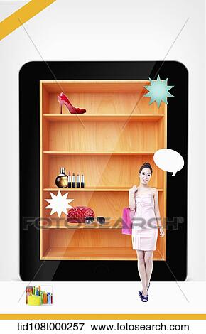 memo template featuring a woman in front of tablet PC View Large Photo Image Stock Photo - memo template featuring a woman in front of tablet PC . Fotosearch