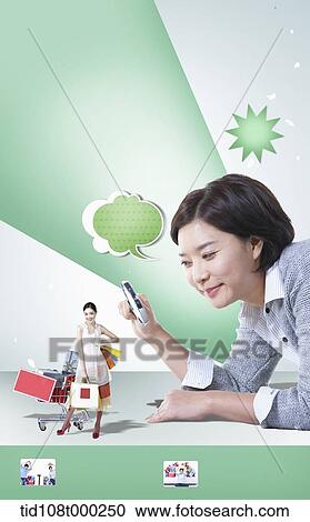 memo template featuring a woman smiling at a woman with shopping bag View Large Photo Image Stock Image - memo template featuring a woman smiling at a woman with shopping bag. Fotosearch