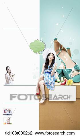 Stock Image - memo template featuring a woman with heels . Fotosearch