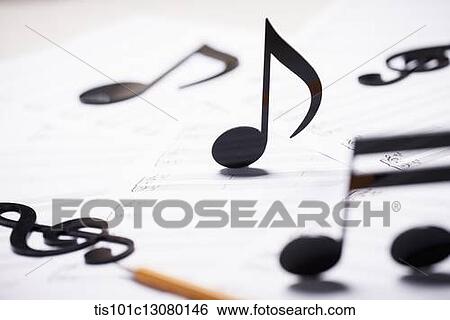 musical notes on musical papers View Large Photo Image Stock Photograph - musical notes on musical papers . Fotosearch