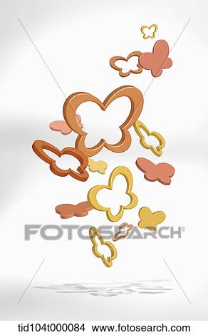 orange butterflies in 3D angles in white background View Large Photo Image Picture - orange butterflies in 3D angles in white background . Fotosearch