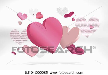 Stock Photography - pink hearts in 3D angles in white background . Fotosearch