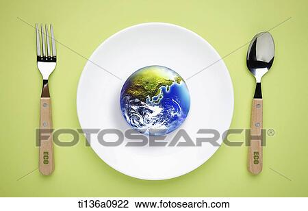 the globe on a food plate View Large Photo Image Stock Image - the globe on a food plate. Fotosearch