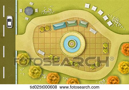top down view illustration of a park View Large Photo Image Stock Photo - top down view illustration of a park . Fotosearch