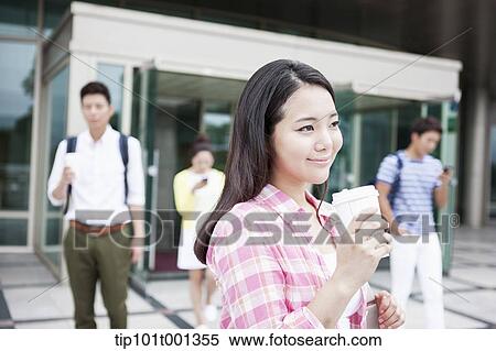 Stock Photography - university students in the school campus. Fotosearch