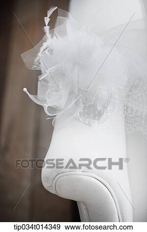 Stock Photo - wedding veil on a chair. Fotosearch