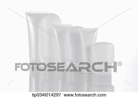 Stock Photo - white make up set in white background. Fotosearch