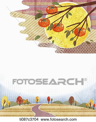 イラスト の メモ テンプレート 役割を果たす 秋の木 イラスト Ti087c3704 Fotosearch