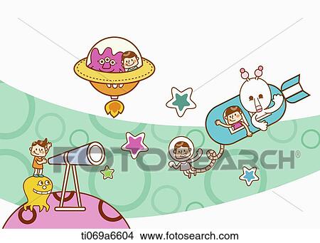 イラスト の 子供 そして ロボット イラスト Ti069a6604 Fotosearch