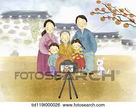 イラスト の 家族 写真を撮る イラスト Tid119t Fotosearch