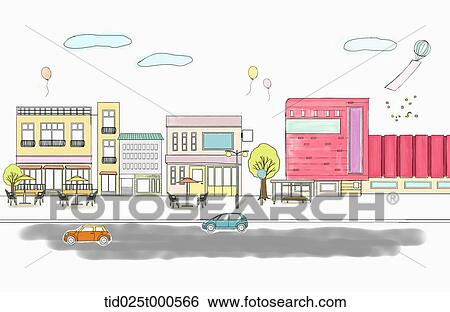 イラスト の 建物 都市で イラスト Tid025t Fotosearch