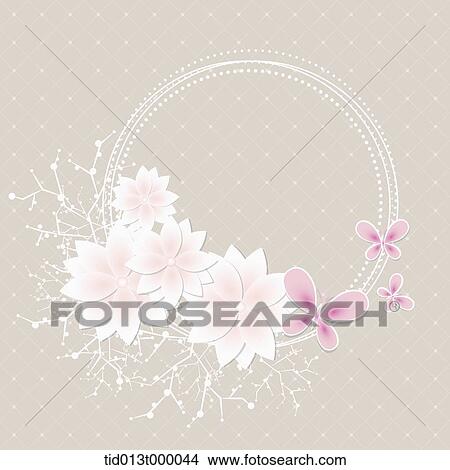 a circle frame decorated in flowers View Large Illustration Stock Illustration - a circle frame decorated in flowers. Fotosearch